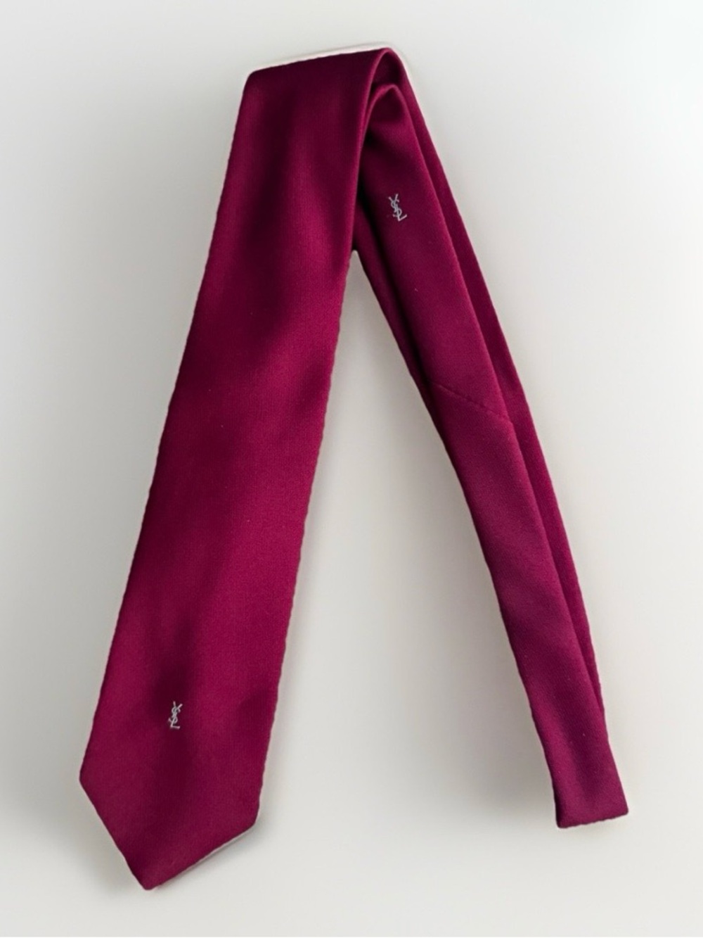 Yves Saint Laurent Men's Deep Berry Silk Tie